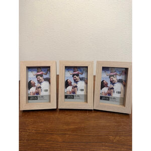 Set of 3 Green Tree Gallery 4x6 Picture Frames Natural Wood Look Tabletop Glass